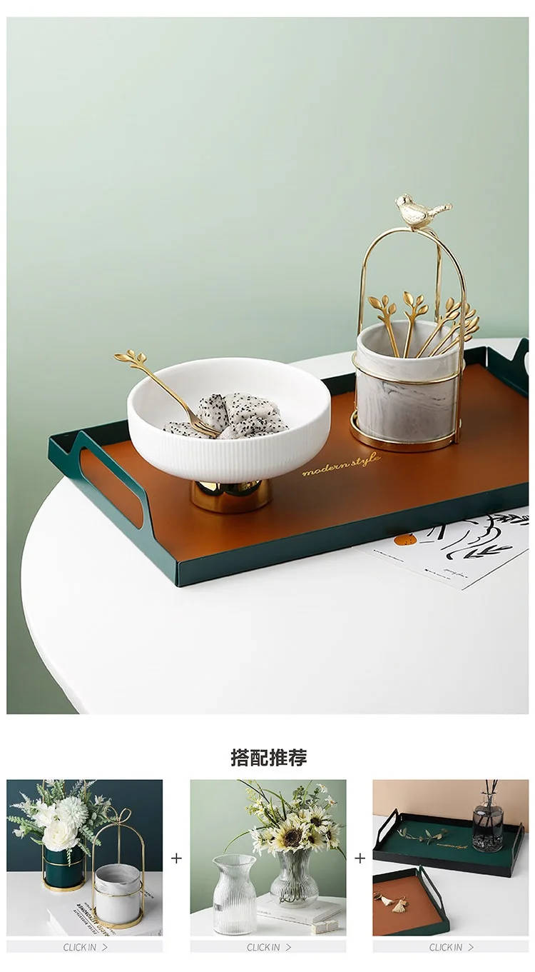 Ceramic Stylish Fruit Bowls With Gold Foot Large - 10 Inch