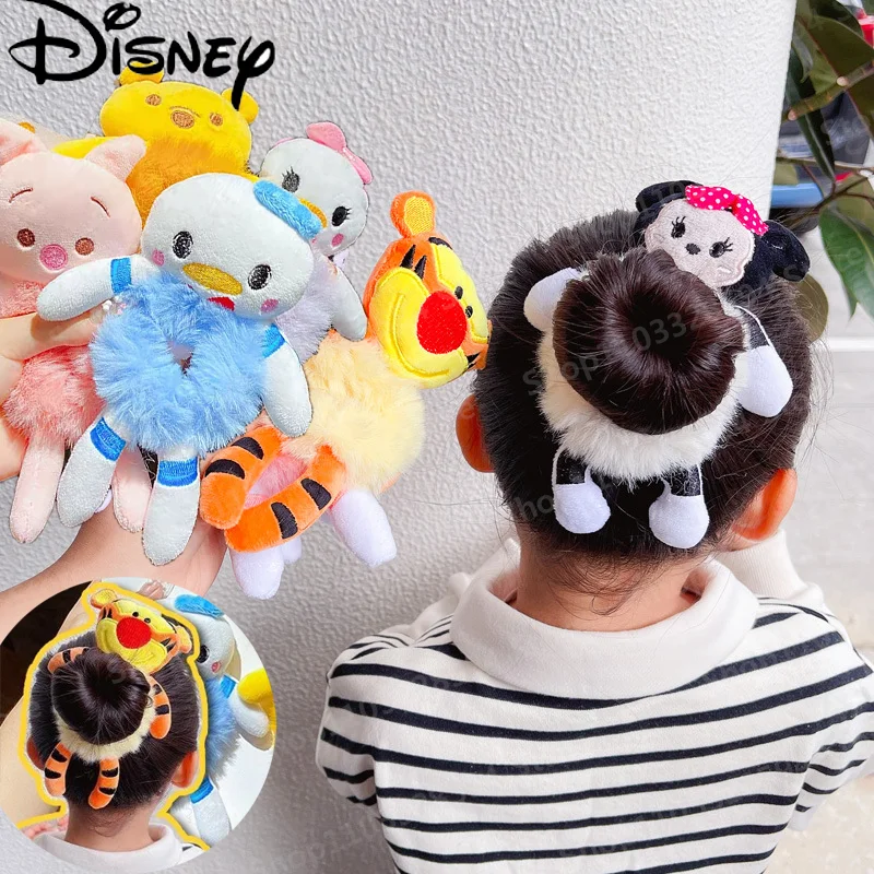 

Disney Mickey Minnie Plush Doll Hair Band Cute Girl Anime Headwear Bun Head Winnie The Pooh Hair Accessories Girl Birthday Gift