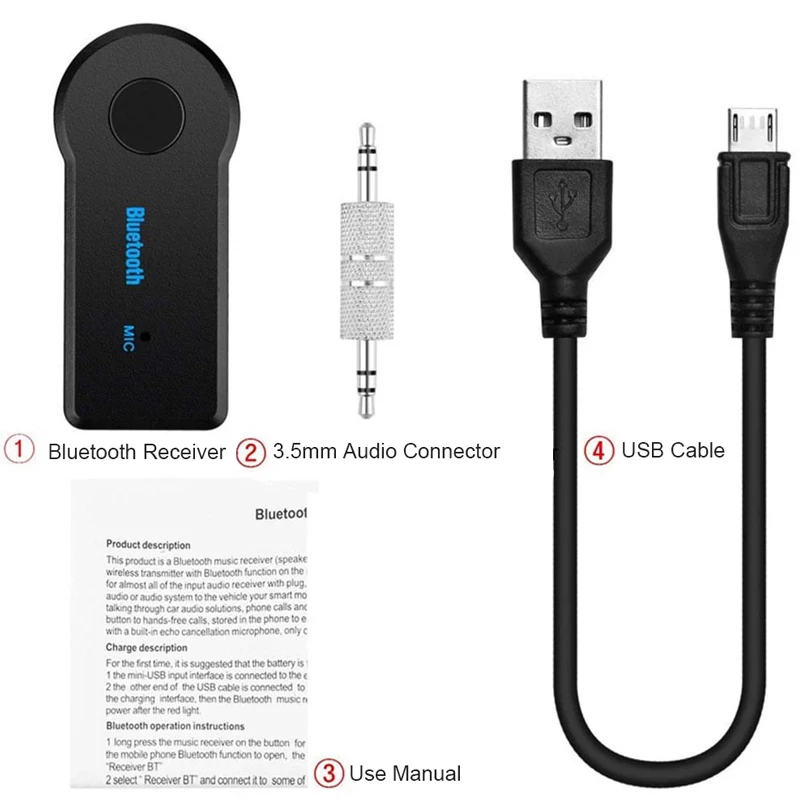 2 in 1 Wireless Bluetooth 5.0 Receiver Transmitter Adapter 3.5mm Jack for Car Music Audio Aux A2dp Headphone Reciever Handsfree