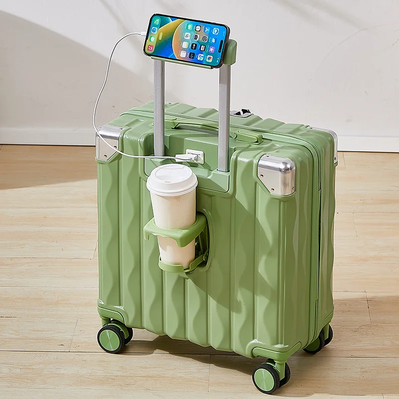 Valise cabine à code avec port usb et porte-gobelet intégrés_voghion.com