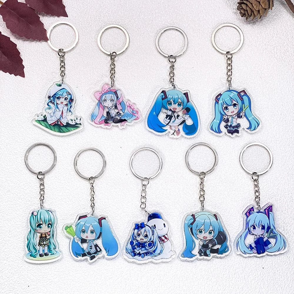 1/9 Stück Anime-Figuren Hatsune Miku Auto-Schlüsselanhänger Acryl-Schlüsselringe Taschenanhänger Rucksack-Anhänger Lustige Deko-Accessoires Geschenke für Freunde