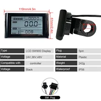Afficheur LCD SW900, 24V, 36V, 48V, 52V, 60V, 72V, connecteur SM 5PIN+2PIN pour protocole de communication UART n°2, scooter électrique 6