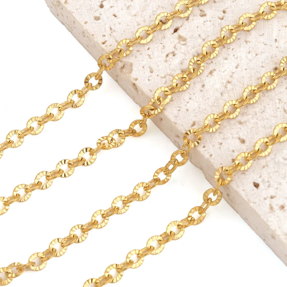 2 Meter Edelstahl-Kabelketten mit Textur für die Schmuckherstellung, O-förmige Kette, DIY-Halskette, Armband, Schmuckkette, Zubehör – Detail 4