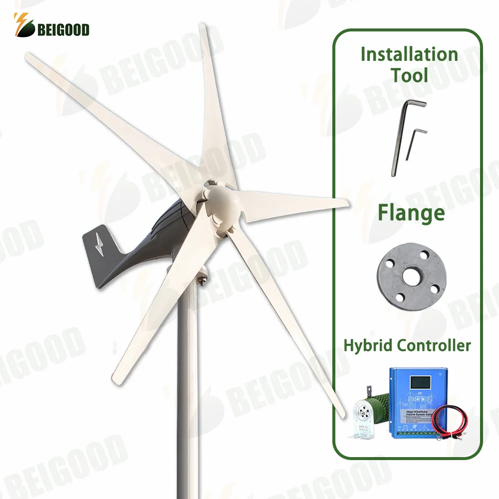 Mulino A Vento Generatore Eolico Orizzontale 6Kw/8Kw Con Controller Caricabatterie Mppt Gratuito E Inverter Off Grid