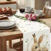 1pc Easter Bunny and Floral Egg Table Runner for Spring Holiday Home Decor, Easter Celebration Tablecloth Gift Idea 2
