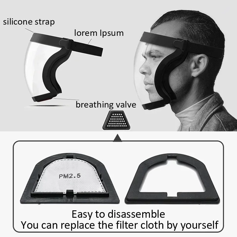Face Shield Mask Transparent Head Eye Safety Protective Cover Glasses Screen Visors Dust WindProof Anti-Fog Kitchen Tools