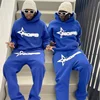 Hot Sale Of The Season American High Street Hip Hop Style Letter Print Sweatshirt Set Loose Fit Hoodie Unisex Streetwear Casual