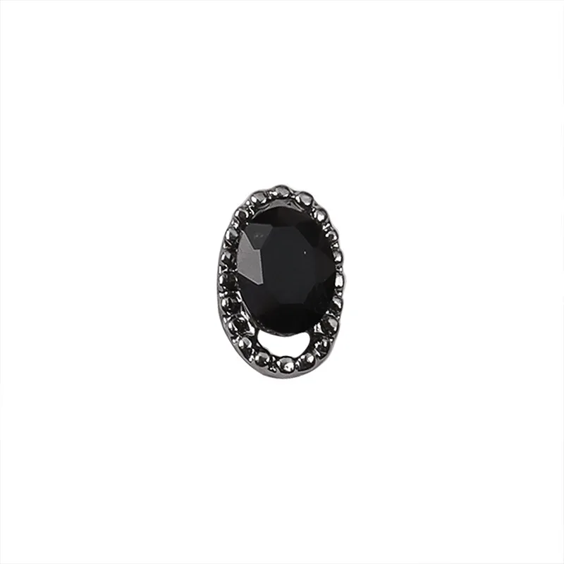 10PCS Punk Sparkle Black Diamonds Inlaid Full Gems Edge Alloy Nail Art Rhinestones Jewel Decorations Manicure Cool Dark Charms 5