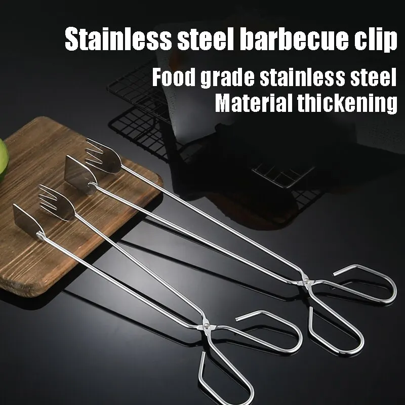 Food Tongs Carbon Clamp Tools Grill Accessories Scissor Type Charcoal Tongs