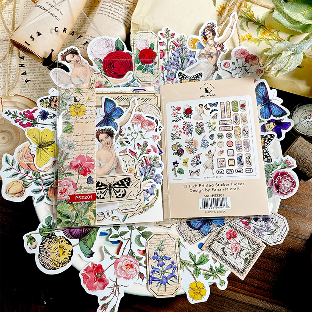 12 styles 12 inch Vintage Stationery Sticker Fashion Notes Diary Planner junk journal Decorative Scrapbooking DIY Craft Sticker