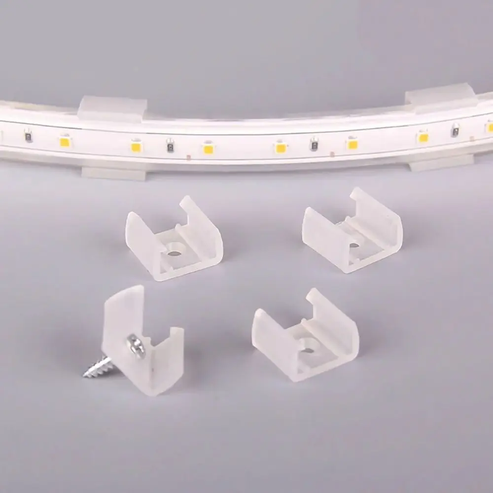 100Pcs 220V Flexible COB LED Strip Fixed Clips Lamp Holder Fitting Plastic Light Mounting Buckle 8-20mm 5050/5730/2835