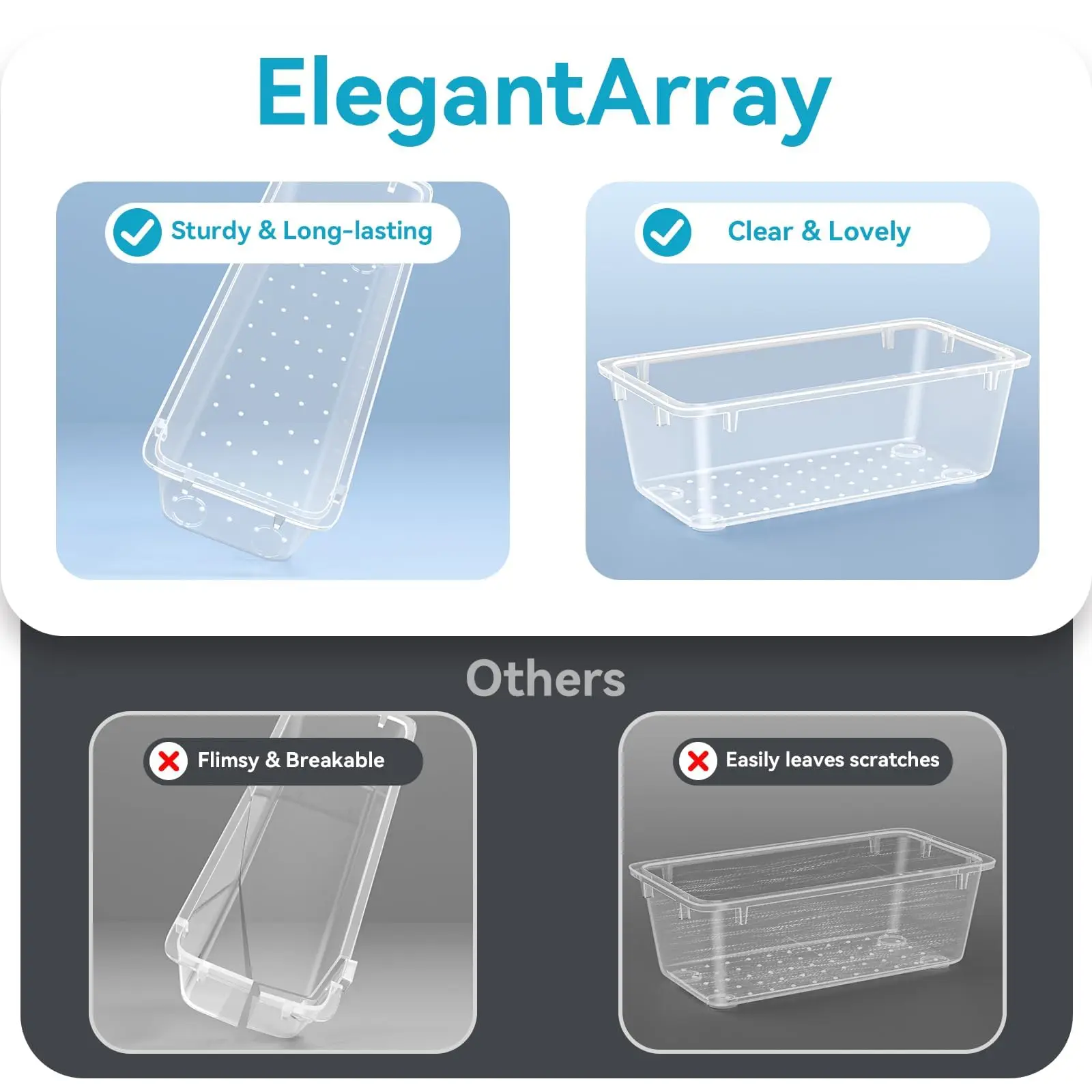 36/9/6pcs Drawer Organizers, Clear Plastic Tub Containers - Image 2
