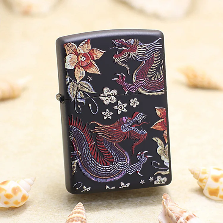 

Genuine Zippo matt paint peacock oil lighter copper windproof cigarette Kerosene lighters Gift with anti-counterfeiting code