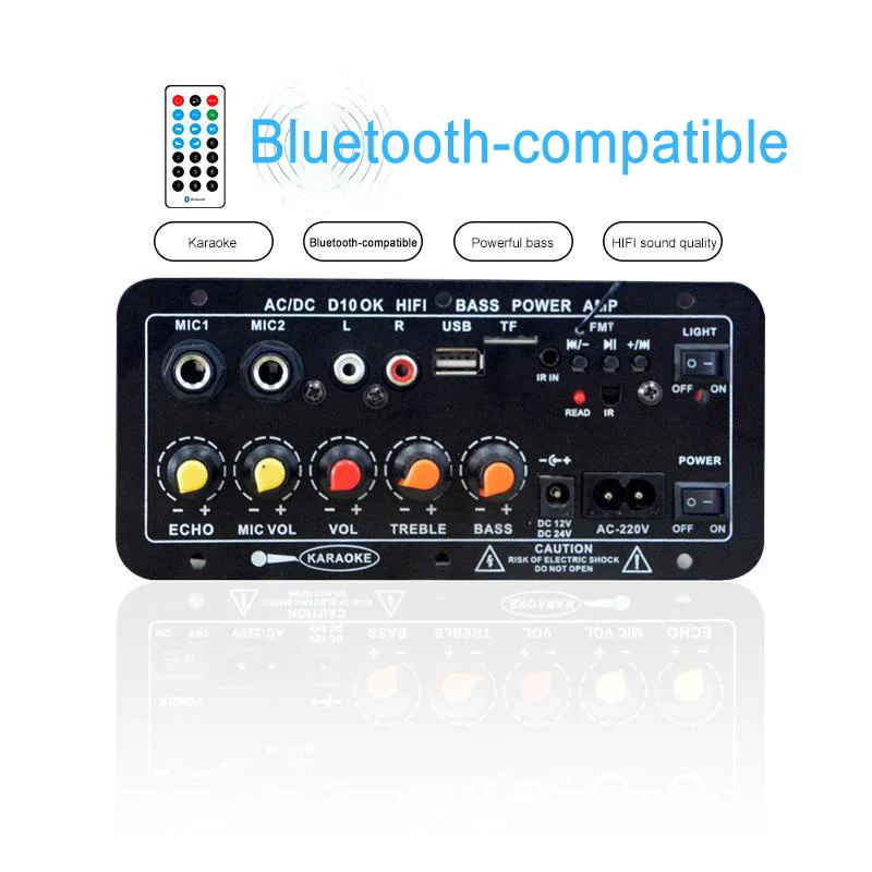 Плата усилителя звука 220 В переменного тока Bluetooth AUX FM-радио TF-плеер сабвуфер