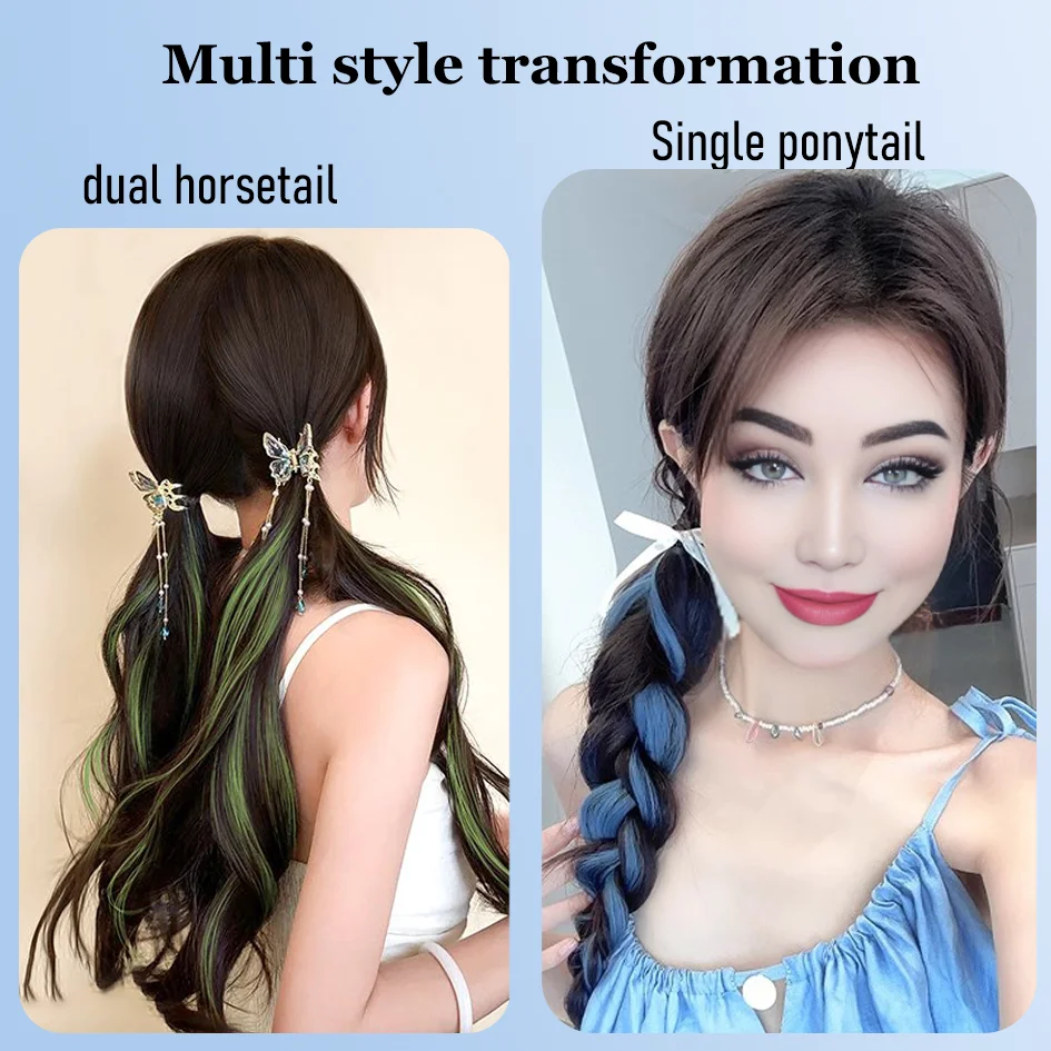 Synthetic 18 inch wig braid, children's self winding colorful ponytail, dopamine dye, meatball hair loop, ponytail braid, divine