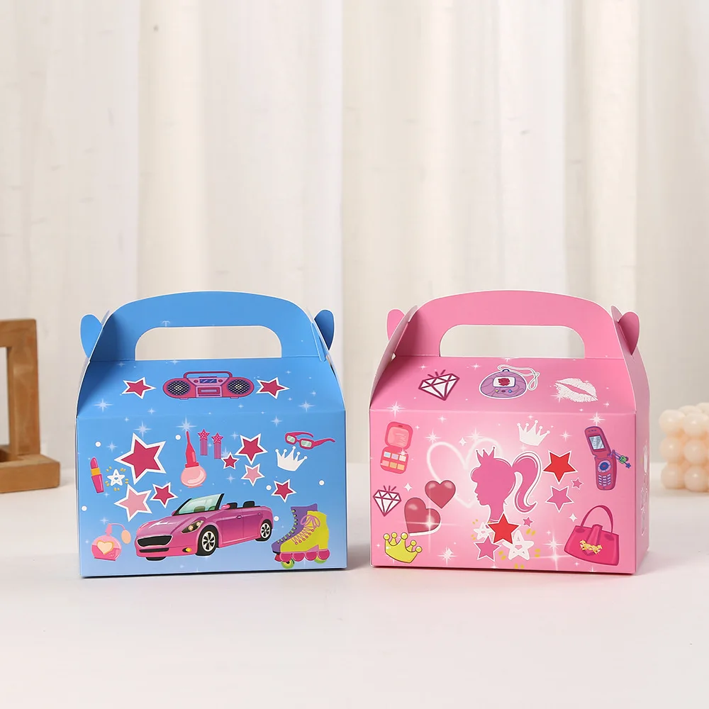 Princess pink blue gift wrapping bags, luxury designer kids party boxes, birthday candy... - SKU KPB01133 - UGI Packaging