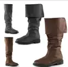 Medieval Adult Men's leather Shoes Long Boots Flat Men's Boots Retro Platform Boots Men Boots