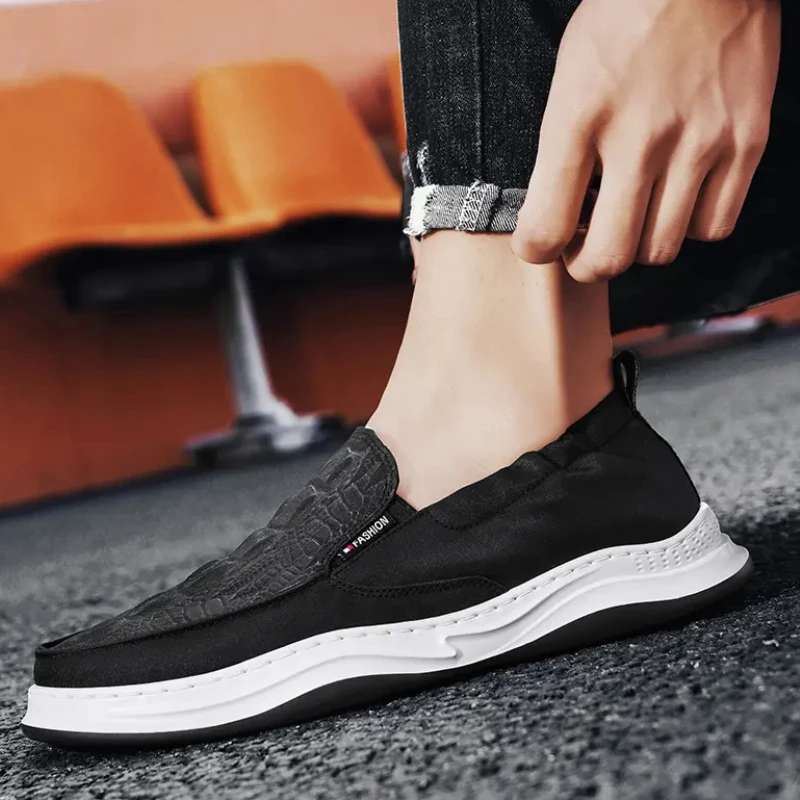 

Мужские легкие парусиновые туфли, удобные повседневные Нескользящие Лоферы для вождения, легкие спортивные туфли на толстой подошве с круглым носком