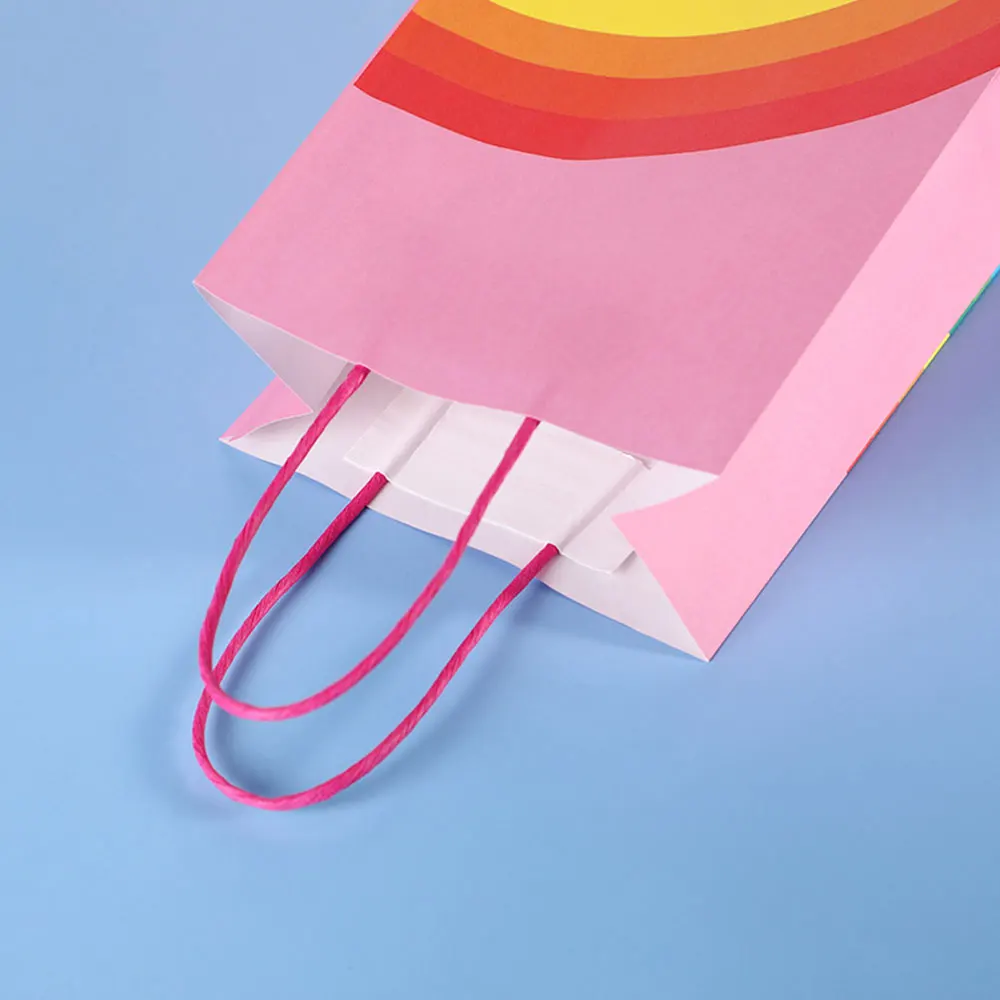 6/12/24 pezzi Sacchetti regalo in carta kraft con manici, multicolore