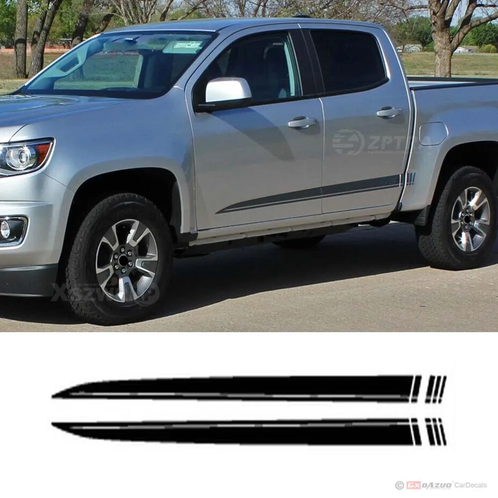 

2015-2022 For Chevy Colorado RATON Lower Rocker Vinyl Graphic Stripe Decals Matte Gray Vinyl Decor Pickup Side Stripes Sticker