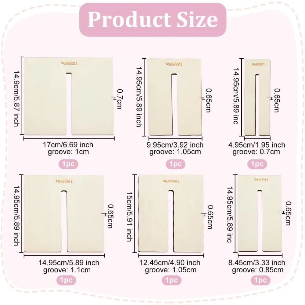 6Pcs 6 Sizes Wood Bow Maker Templates Bowknot DIY Craft Tool for Ribbon