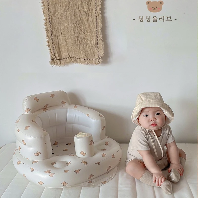 Inflatable Sofa Children Sofa Single Sofa Chair Baby Inflatable Sofa Children Puff Portable Bath Chairs PVC Multifunctional Seat Practice Sitting Bath Stool