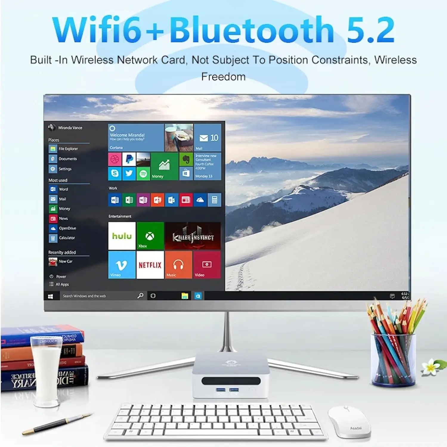 GenMachine AMD Mini PC Aluminum alloy Ryzen3 5300U Ryzen5 5500U Ryzen7 5825U Windows 11 NUC Wifi6 HDMI pc gamer computer 4