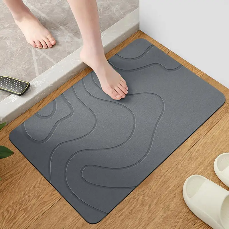 Absorbent Stone Bath Mat Toilet Door Non-slip Mat Entryway Rugs Bathroom Rugs Floor Mat Quick Drying Diatomite Stone Shower Mat