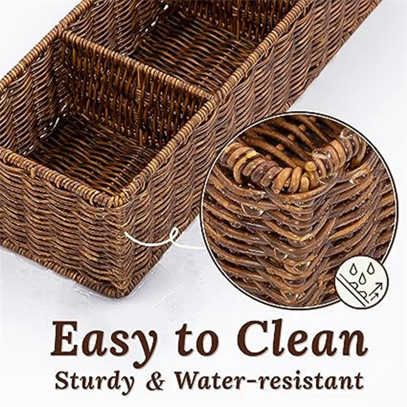 Woven Storage Box Desktop Miscellaneous Box Toilet Paper Box Storage Bathroom Organizer Bathroom Sink Storage Countertop Durable 2