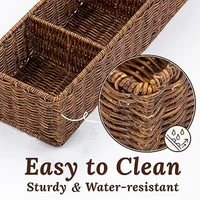 Woven Storage Box Desktop Miscellaneous Box Toilet Paper Box Storage Bathroom Organizer Bathroom Sink Storage Countertop Durable 2