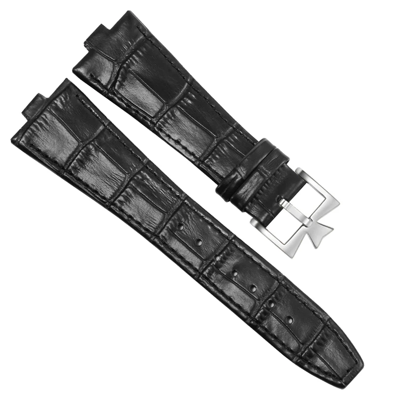 Premium Genuine Leather Watchband with Butterfly Buckle - 25-8mm Convex Interface Cowhide Strap
