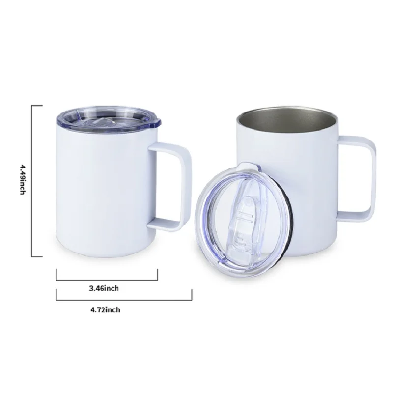 스테인레스 스틸 이중 벽 텀블러 승화 커피 머그잔 컵, 뚜껑 및 빨대 포함, 도매, 12 oz, 로트당 5 개