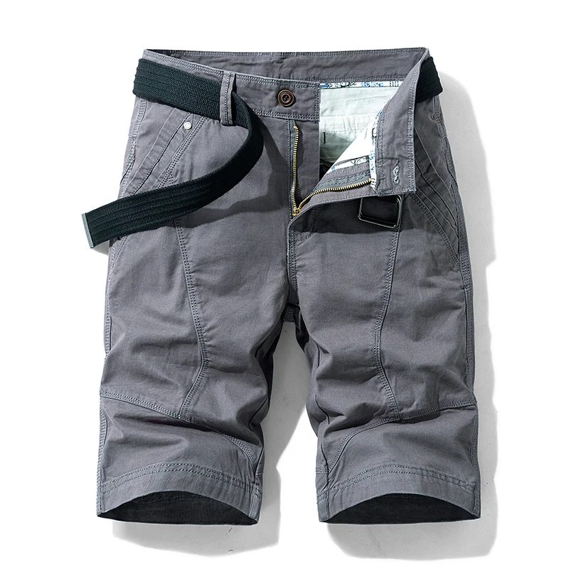 2024 New Cargo Shorts Men's Elastic Waist Mountaineering Sports Fashion Brand Loose Straight Casual All-Match Cropped Pants 2