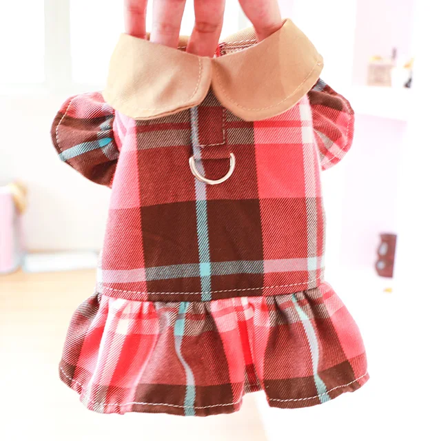 카키 학교 개 소년 소녀 유니폼 의상, 작은 강아지 동물 빨간 칼라 리본 셔츠, 애완 동물 드레스 의류 재킷 코트