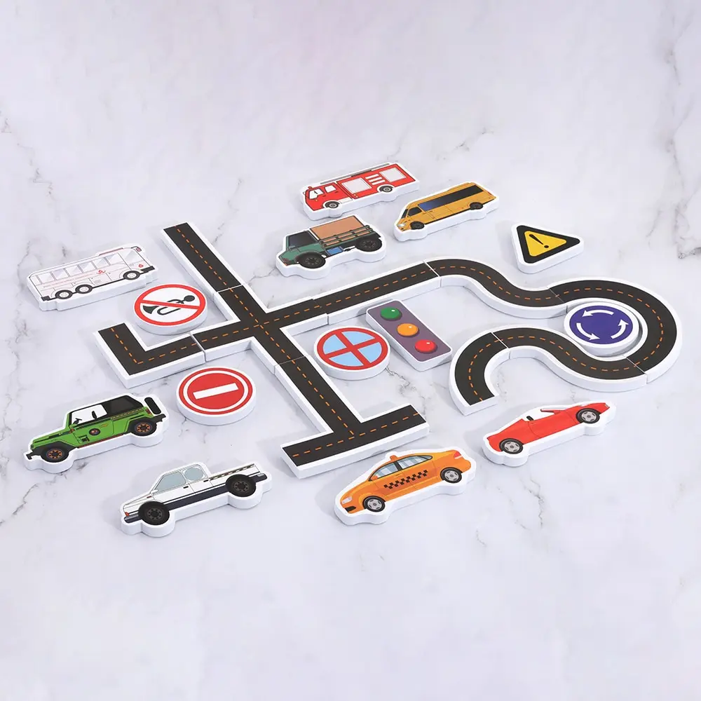23 Pieces Bath Water Toy Sticky Wall City Traffic Car Road Rail Puzzle Vinyl 0-3Y 3-6Y 6-12Y 12+y 14+Y Bath Features 5