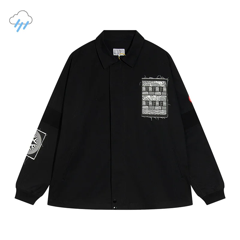 

Streetwear Oversized Patch Fringed Edge CAVEMPT Lapel Zipper Jacket Men Women Logo Embroidery Cav Empt C.E Jackets Coat