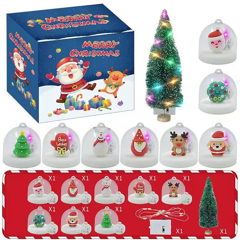 

DIY Christmas Snow Globes Kit Pendant Decorative Set Cute Lighted Snow Globe DIY Water Globe for Xmas Tree Decor Christmas Gifts