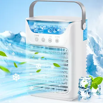 Portable Water Cooling Fan Small Air Humidifier Air Conditioner Water Mist Cooling 3 Speed Fan With Night Light For Home Office 1