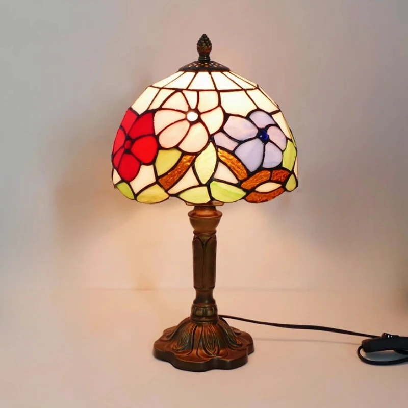 E27 Retro Baroque LED Table Lamps Mediterranean Vintage Stained Glass Bedroom Reading Cafe Bar Decor Desk Lights With EU/US Plug 2