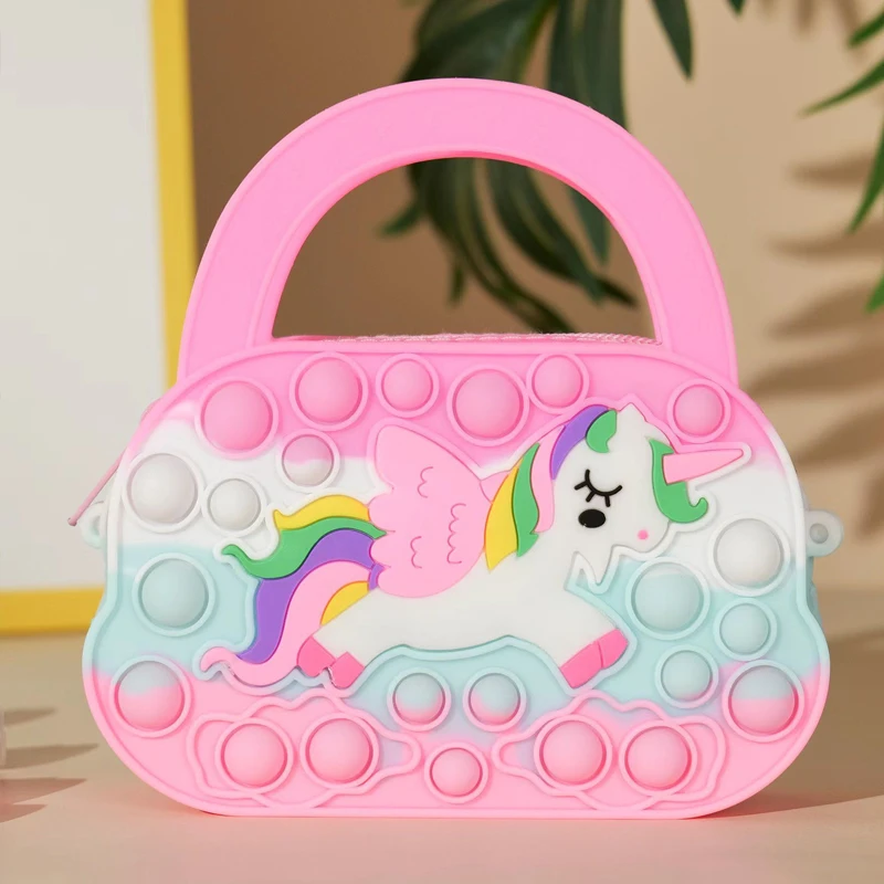 New Fidget Toys Silicone Push Bubble Crossbody Bag Sensory Reliver Autism Adults Kids Handbag Squeeze Toys for Kids Gifts