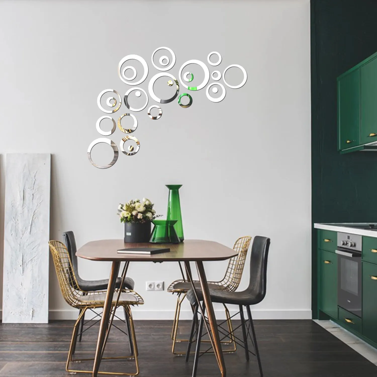 24PCS/LOT wall stickers Geometric Hollow Circle DIY Mirror 3D Living Room Bedroom Home Decoration