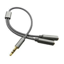 Dual Headphone Stereo Audio Splitter - 3.5mm Y Jack Adapter (Gray 0.25m)