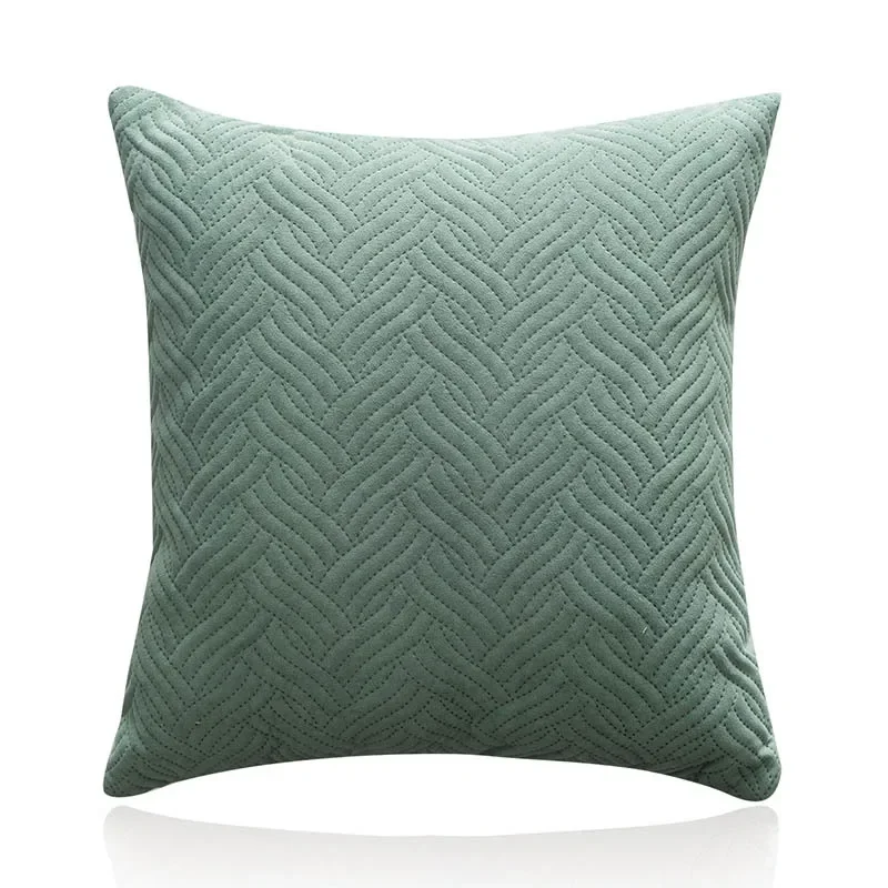 Light green geometric quilted pillow cover