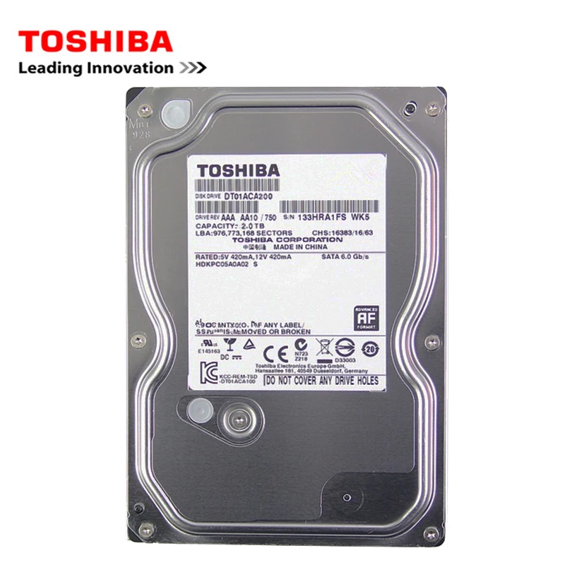 Ls Toshiba 2Tb Computer Desktop 3.5 "Disco Rigido Meccanico Interno Sata3 3-6Gb / S Hdd 32Mb 7200Rpm Buffer