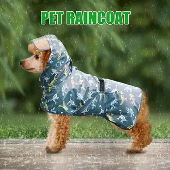 Pet Raincoat Adjustable Pet Clothes With Rope Hole Strip Waterproof Dog Rain Jacket Hooded Snowproof Windproof For Small To 2