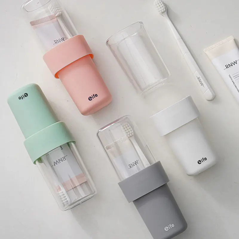 

Simple home mouthwash cup portable couple travel wash cup set plastic toothbrush storage box tooth cylinder bathroom accessories