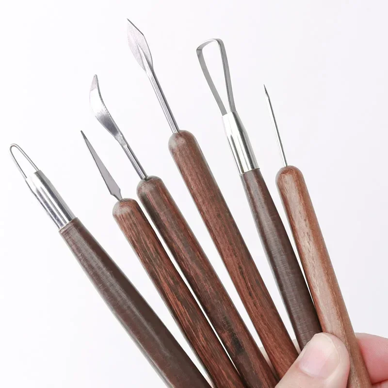 Polymer Clay Tools Pottery Tools Clay Sculpting Tools 6PCS sculpting tool Pottery Tools Wood Handle Pottery Set Wax Carving Sculpt Smoothing Polymer Shapers Clay Ceramic Tool