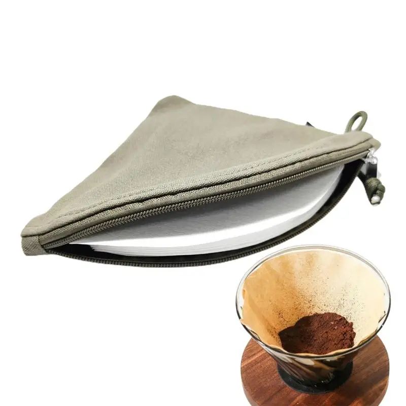 

New 2024 Coffee Filter Paper Storage Bag For Coffee Dripper Folding Coffee Filters Holder Pouch Outdoor Camping travelling