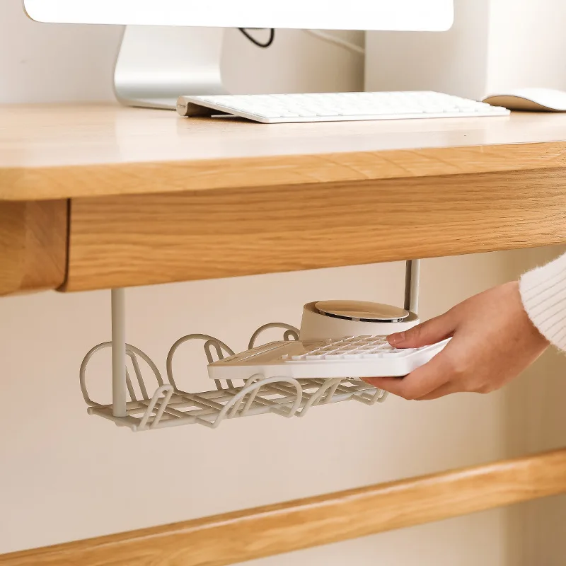 Plastic Storage Rack Cable Organizer Desk Set Rack Shelf Table Bottom Socket Holder Hanging Office Stationery Holder