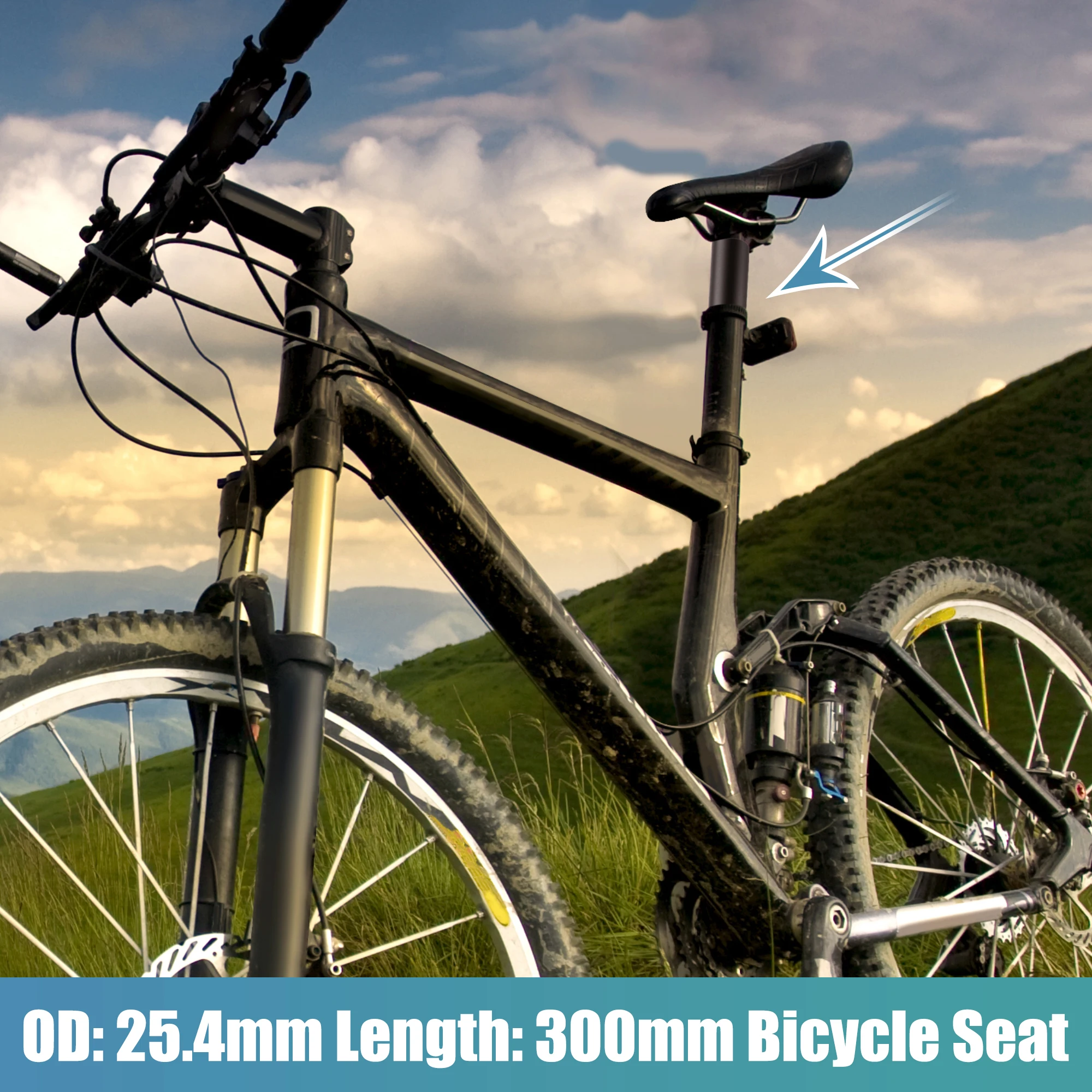 Tige de selle de vélo, 25,4 mm × 350 mm, 27,2 mm × 350 mm, tige de selle de vélo en alliage d'aluminium. (25,4 mm × 350 mm